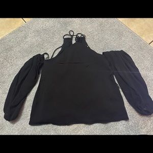 Open Shoulder long sleeve black top size small